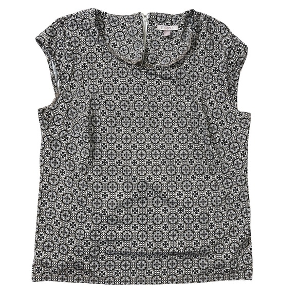 Roz & Ali Tops - Roz & Ali Black and White Patterned Tank Top